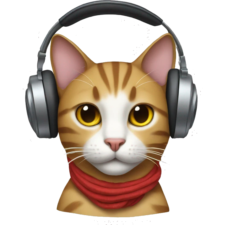 cat with ribborn and headphone emoji