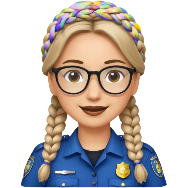 happy woman police with braided hair wearing glasses  emoji