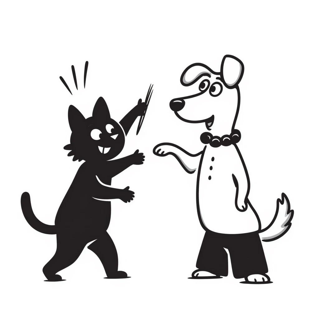 cat hitting a dog emoji