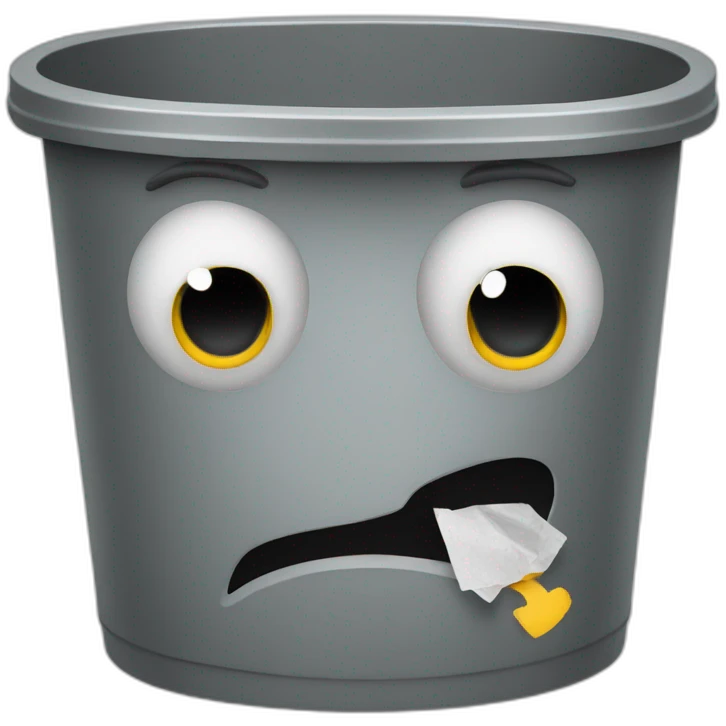 Trash bin with a face emoji