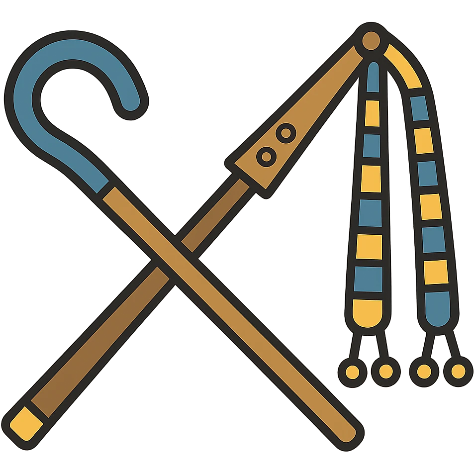 flat toon style crossed Heka scepter and Nekhakha flail emoji