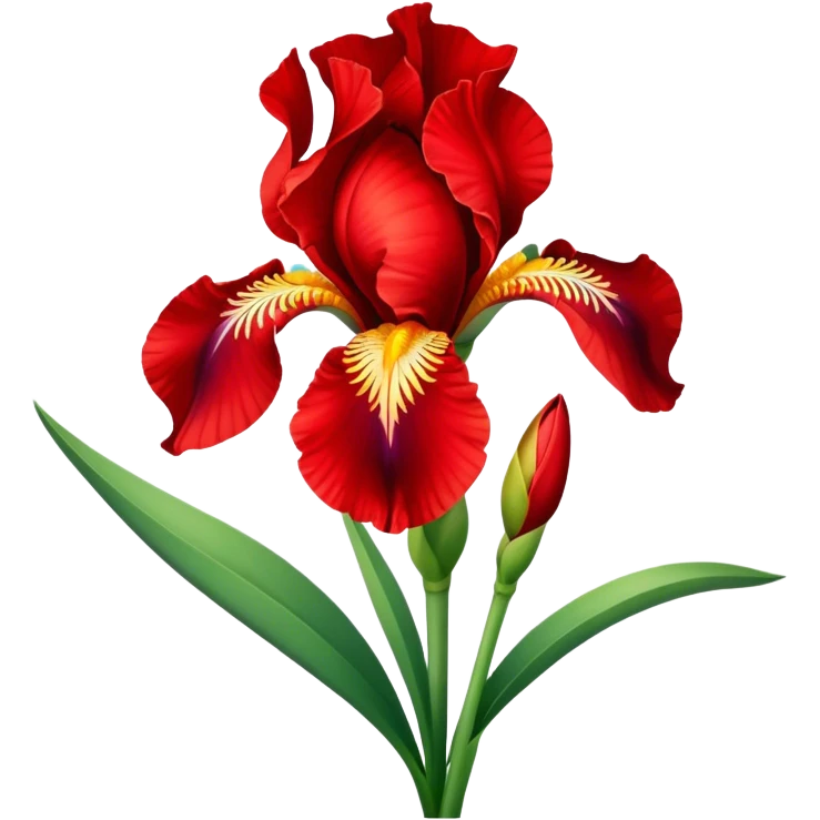 single Bright Red Iris, straight stem emoji