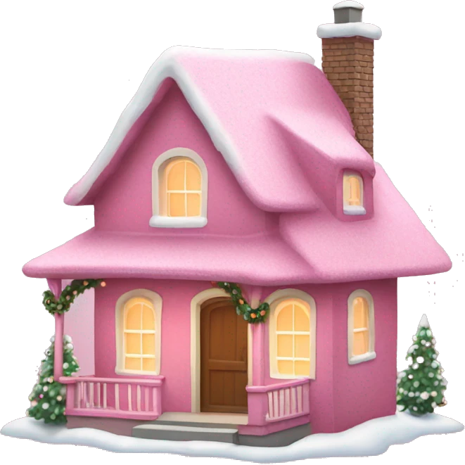 Pink Christmas cottage house emoji