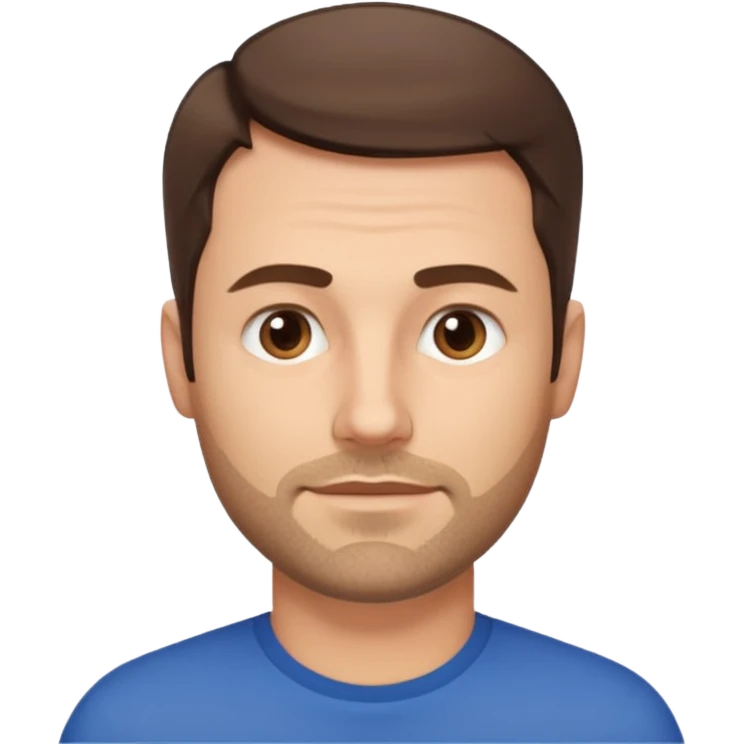 Homme blanc 40 ans cheveux courts barbe naissante visage fin emoji