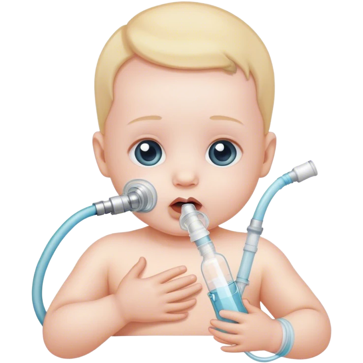 bebe com tubo para respirar emoji