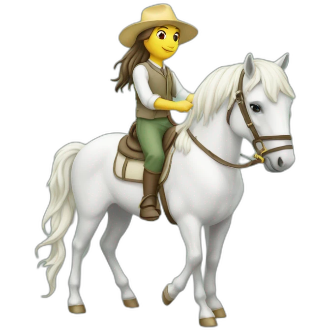 Flora avec son cheval blanc emoji