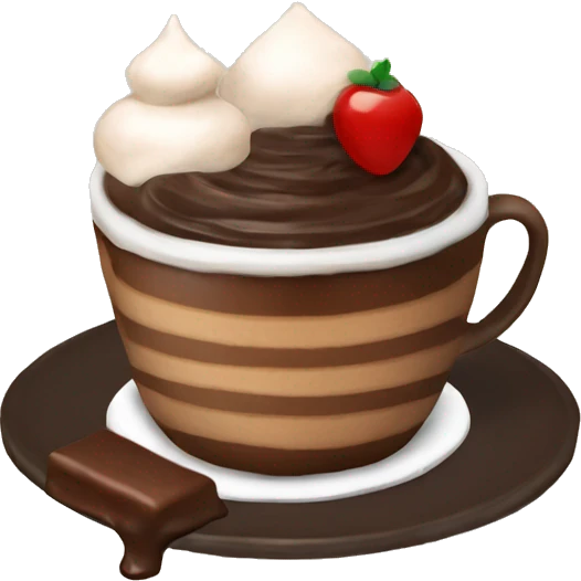 A cup with Americano and tree chocolate cake  emoji