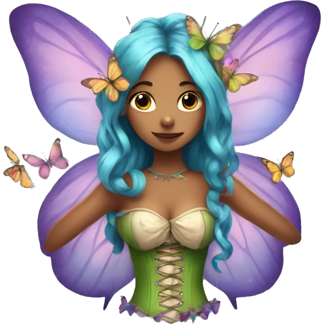 A fairy wearing corset and butterflies around her emoji
