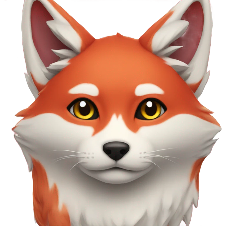 Kitsune head, red and white, starry-eyed emoji