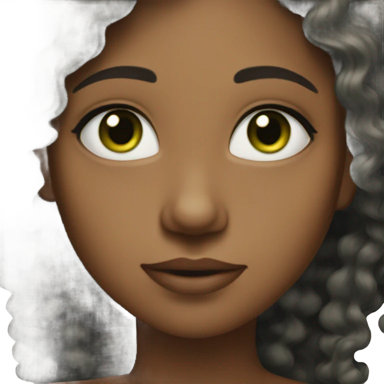 Light skin black wavy haired girl with dark green eyes  emoji