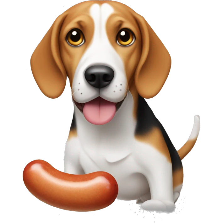 beagle with a sausage  emoji
