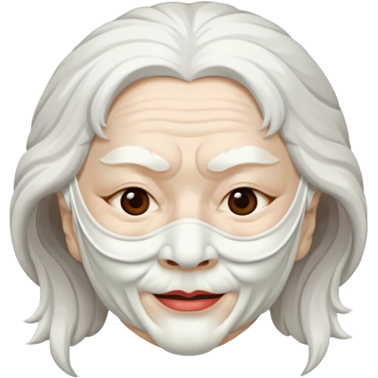 japanese culture white mask old woman with white hair and wrinkles emoji