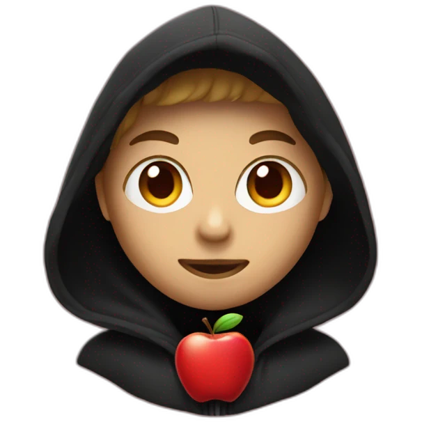 red apple wearing a black hoodie emoji