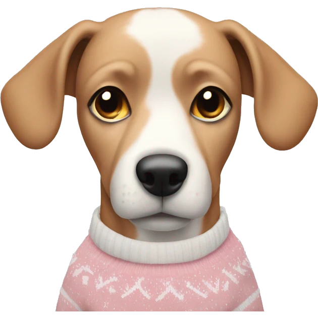 Dog in a light pink and white Christmas sweater  emoji