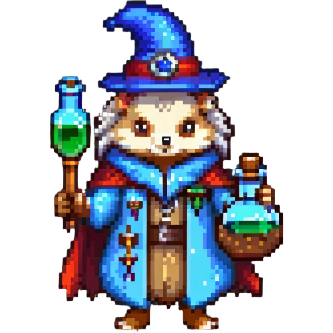 hedgehog wizard with potion bottle emoji