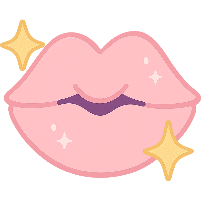 cute pastel pink kiss mark, glittery sparkles, dreamy and soft emoji
