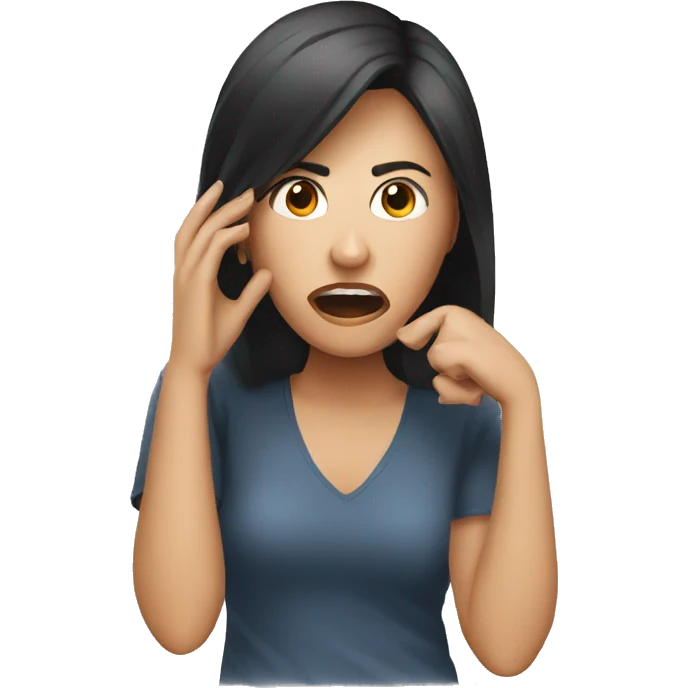 a woman calling an angry video call emoji