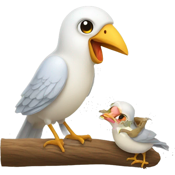 Mama bird feeding baby bird emoji