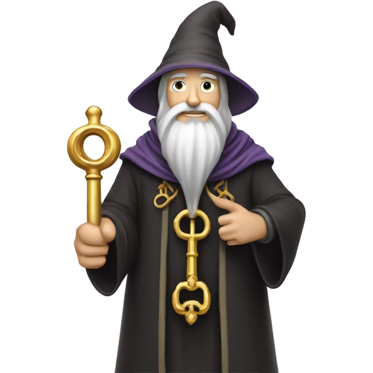 male wizard have holding big key emoji