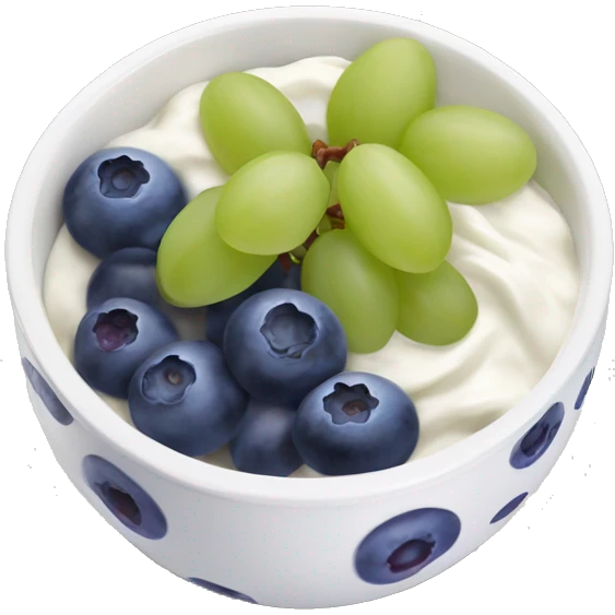 yoghurt bowl with grapes and blueberries emoji