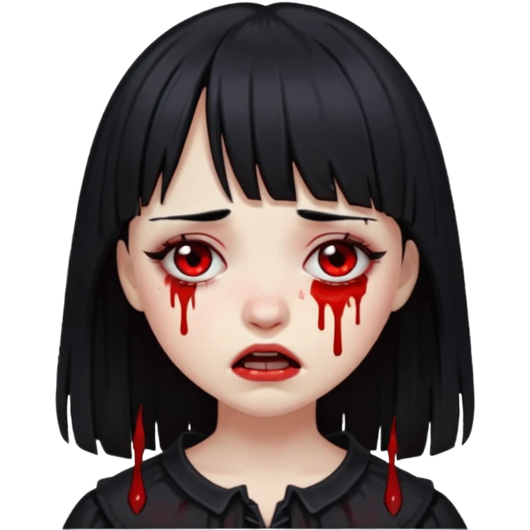 Gótica sem maquiagem de franjinha chorando noite sangrando  emoji