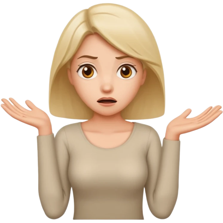 A woman shrugging her shoulders with a baffled expression emoji