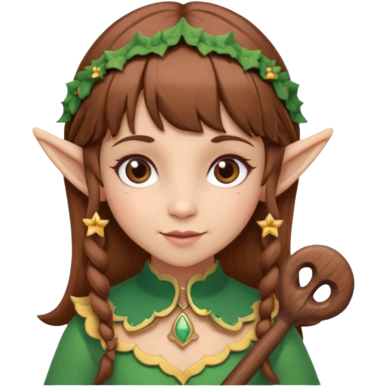 Girl toymaker wood carving elf brown hair bangs emoji
