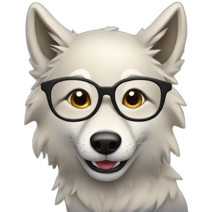 grinning bespectacled wolf emoji