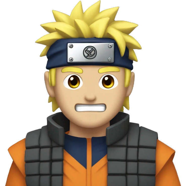 A TV with a 8-bit face and he is dressed up as naruto emoji