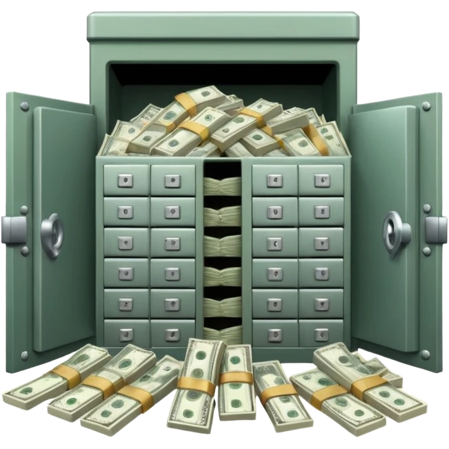 unlocked bank vault full of cash emoji