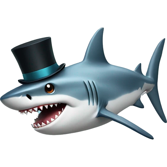 Shark with a top hat emoji