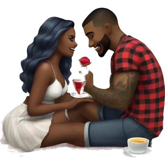 Romantic picnic date for beautiful tattooed couple emoji