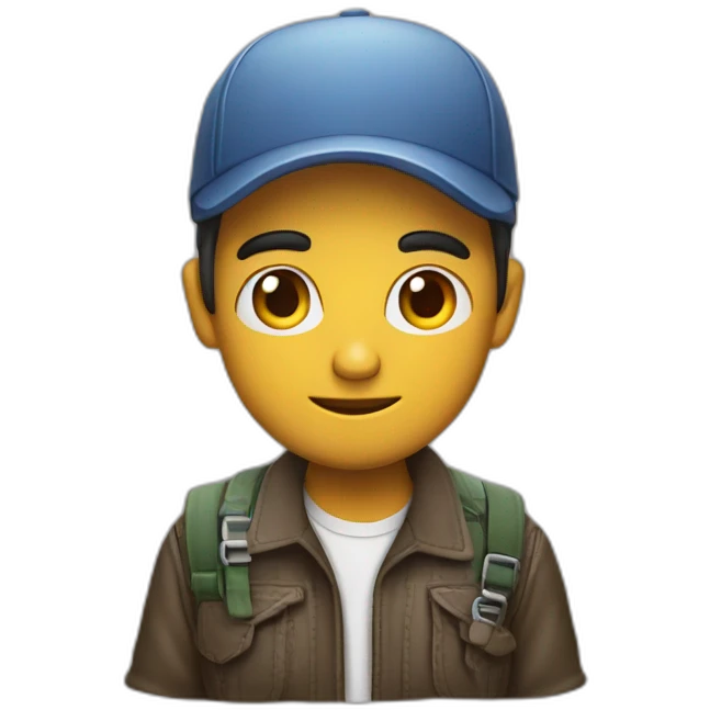 chico pelo lisop con ordenador emoji