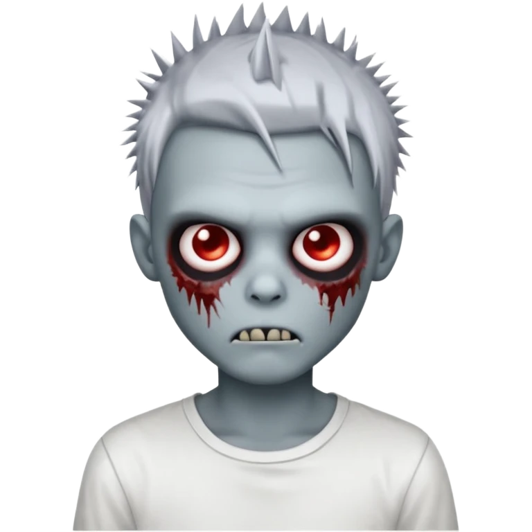 chrome zombie boy with spiky emo hair and white shirt emoji