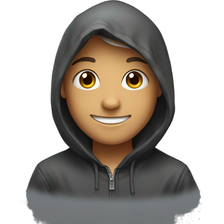 smiling boy in hooded portrait emoji