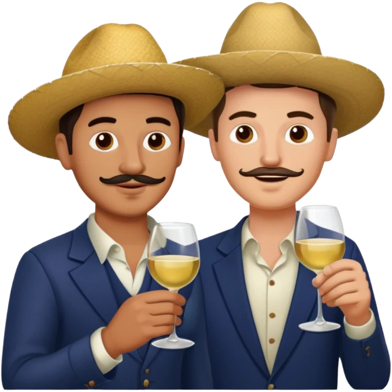 Mexican and white men drinking wine together No facial hair emoji