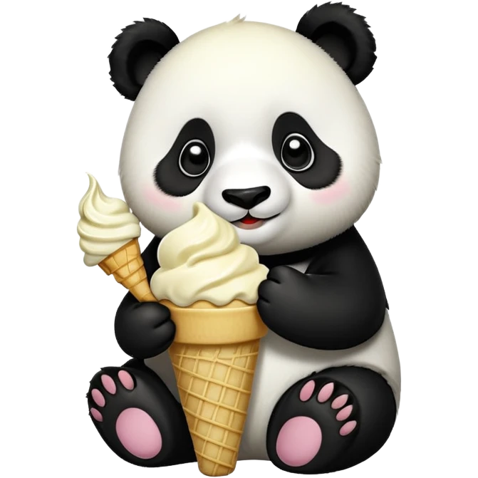 Panda eating ice cream emoji