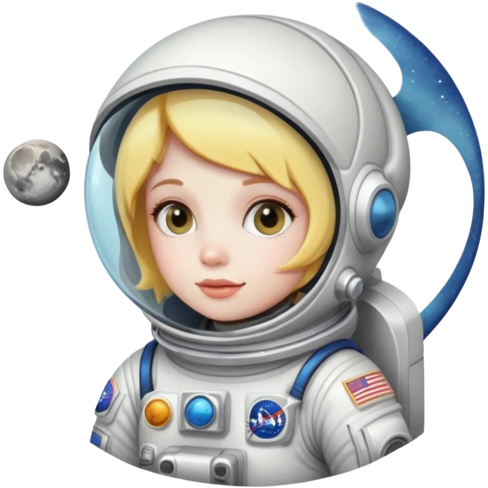 Девочка-рыбка в скафандре на луне emoji