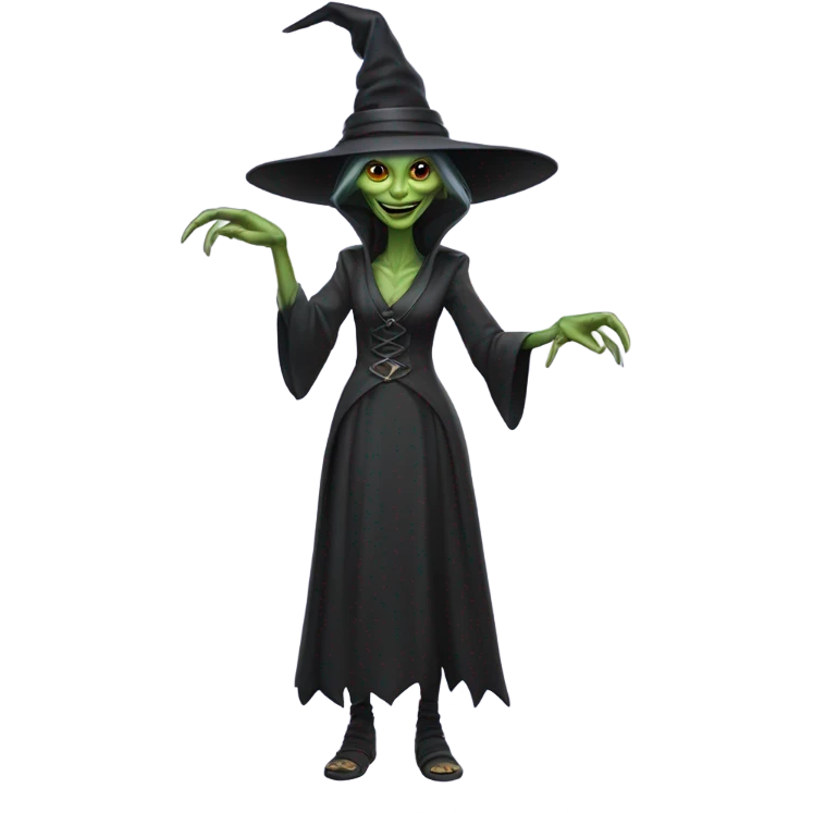 a Reptilian alien woman, as witch, happy, full body emoji