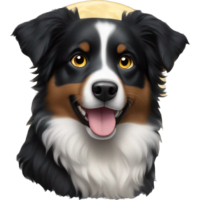 Small black australian shepherd dog moon emoji