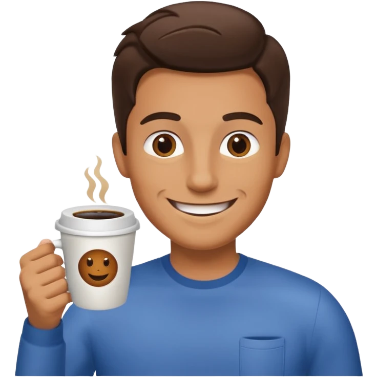 Human u LOVES coffee. and have coffee front of him emoji