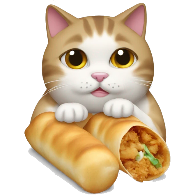 Sad cat eating eggrolls emoji