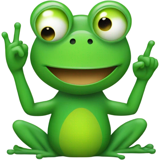 frog giving peace sign  emoji