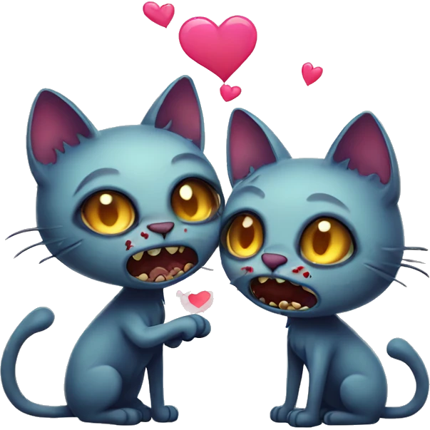 two zombie cats in love emoji