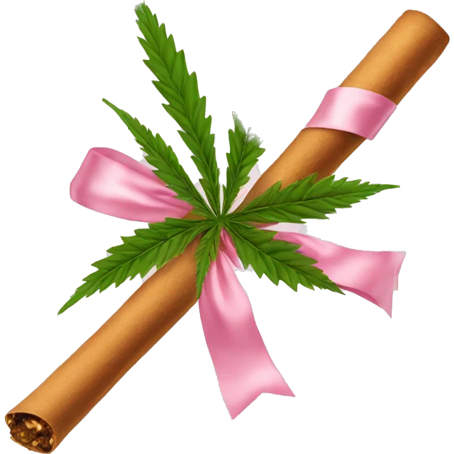 Rolled cbd blunt with light pink bow on it emoji