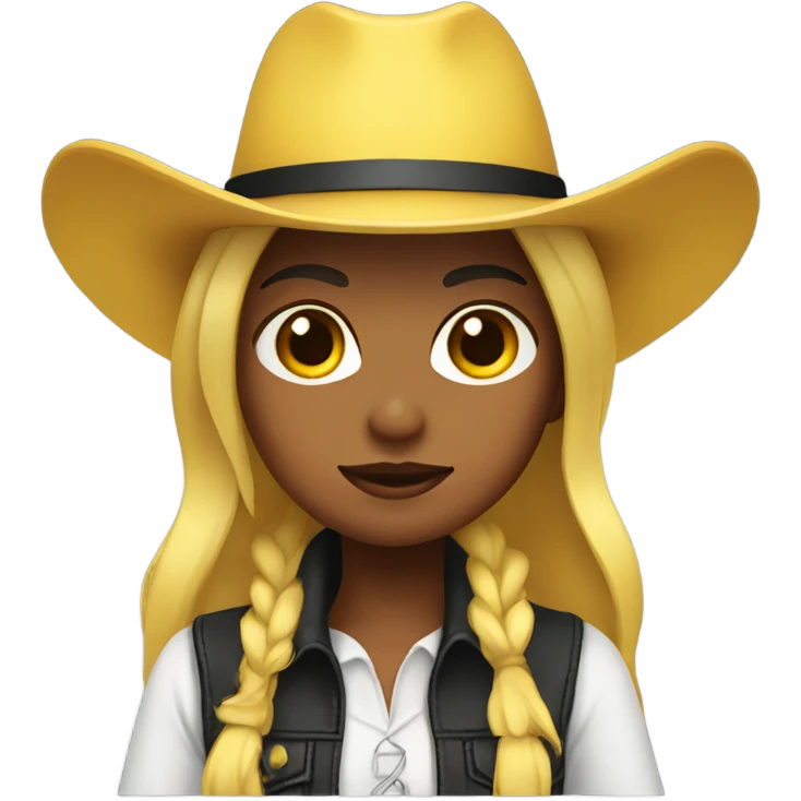 girl with black cowboy hat, default yellow skin emoji