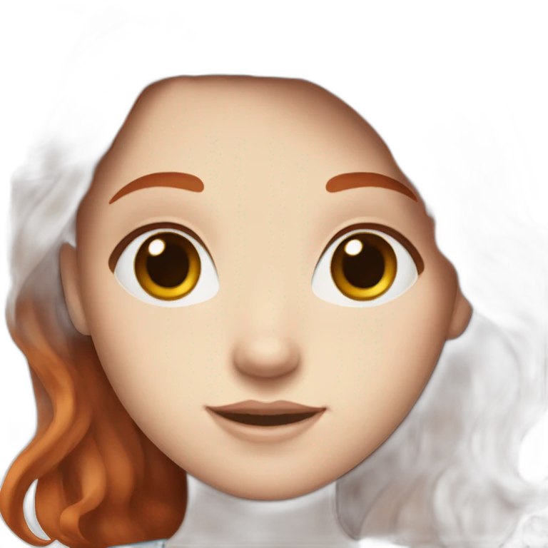 Redhead girl with white skin, blue eyes and freckles emoji