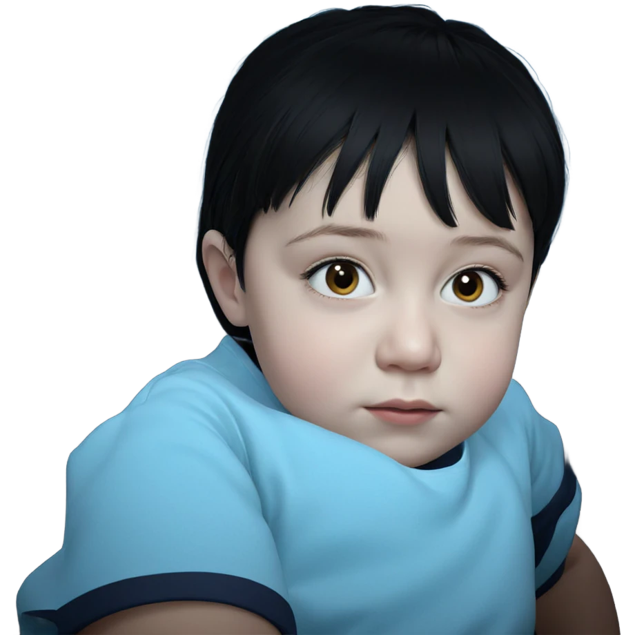 black-haired girl gazing forward emoji