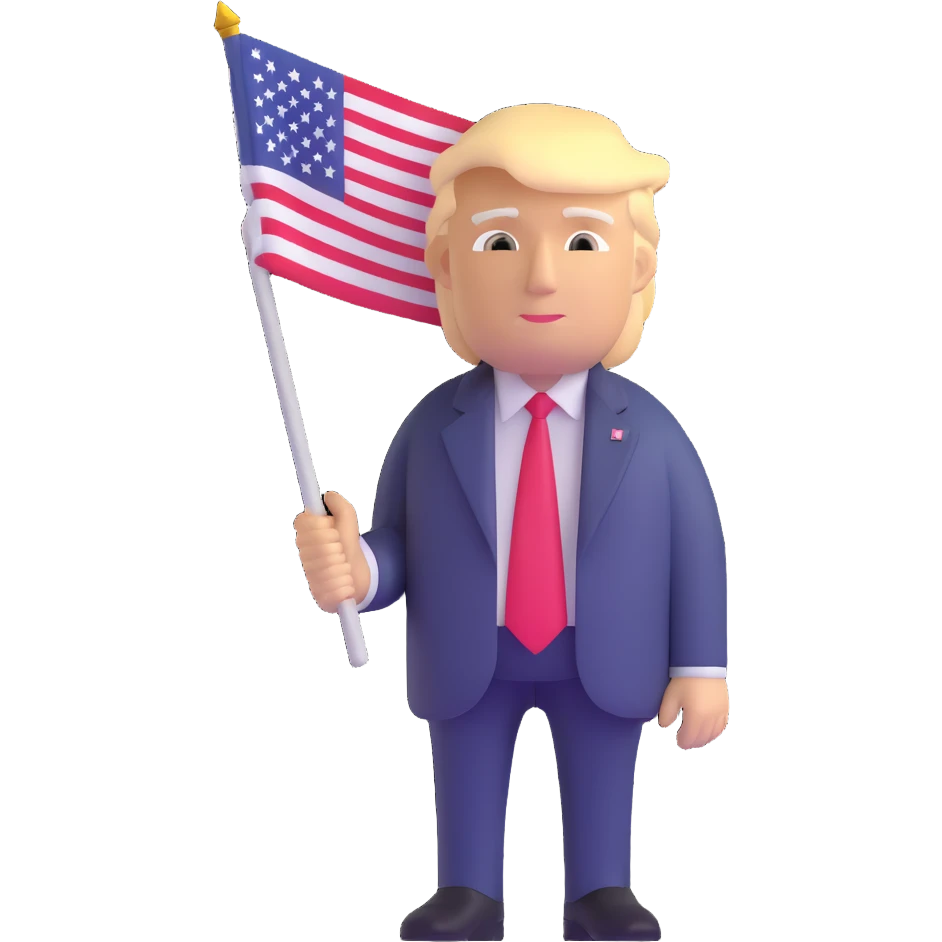 Donald Trump holding USA flag emoji