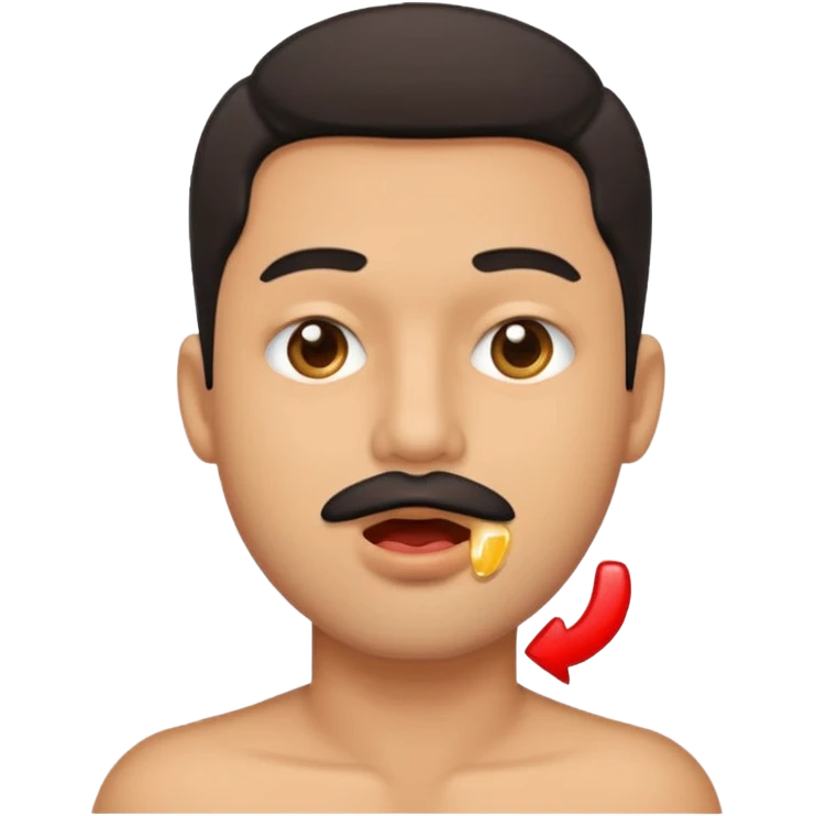 Latin man with cum on cheek mouth and chest emoji
